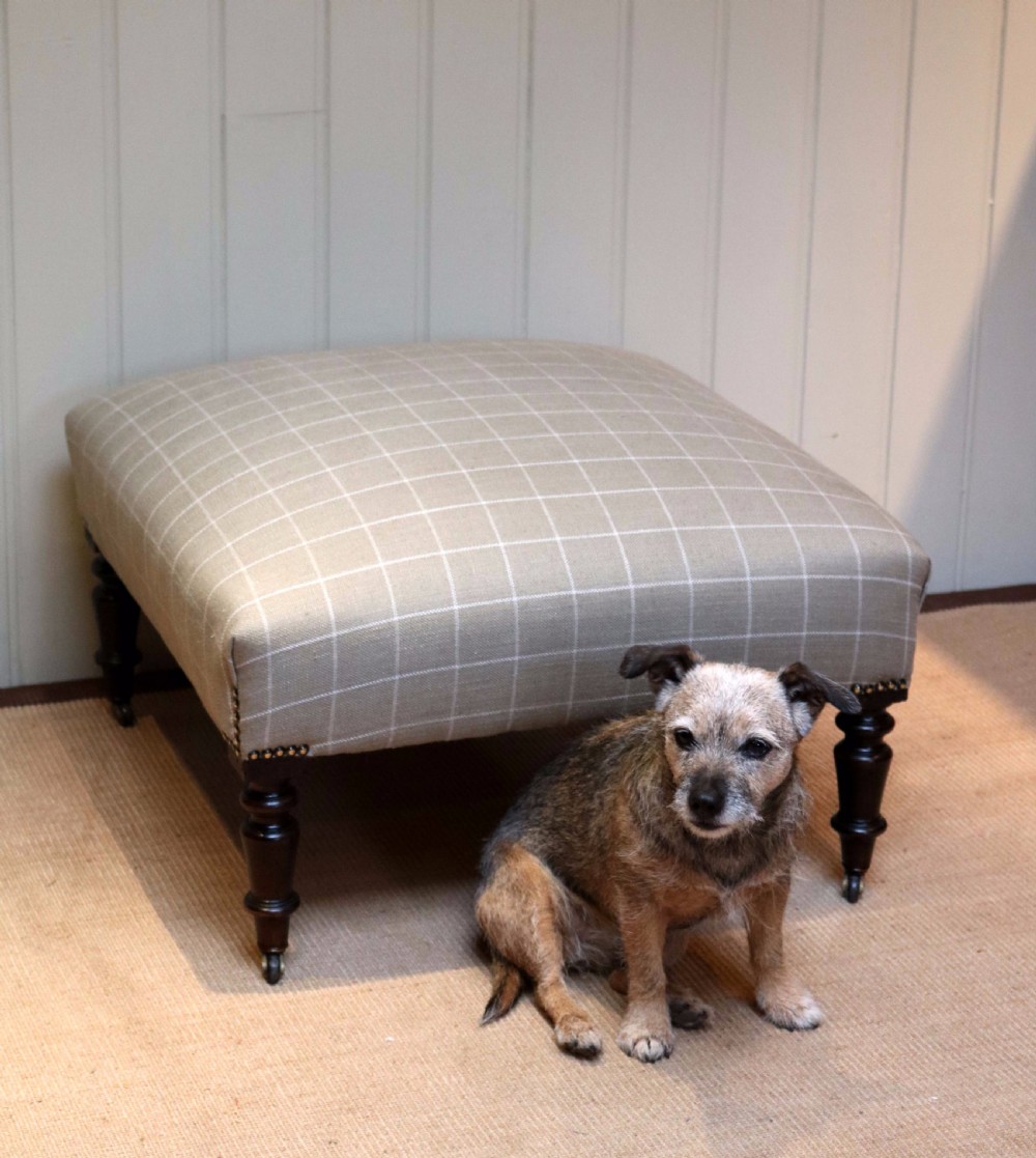 French Beechwood Framed Upholstered Foot Stool  View VI