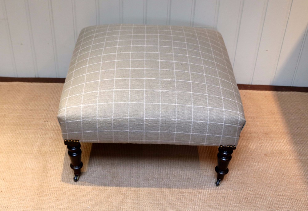 French Beechwood Framed Upholstered Foot Stool  View VII
