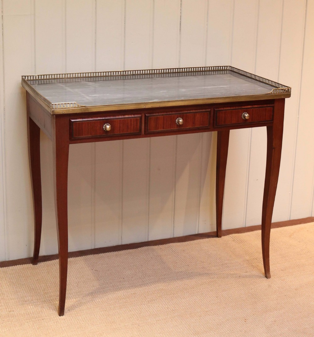 French Mahogany Marble Top Desk View II