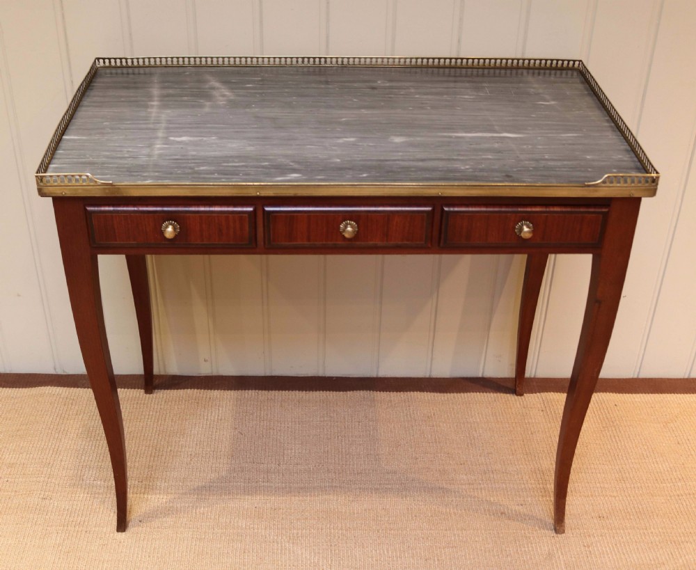 French Mahogany Marble Top Desk View III