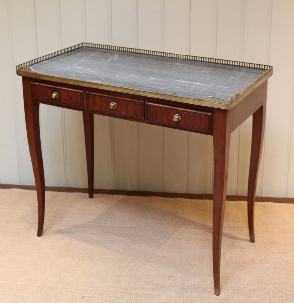 French Mahogany Marble Top Desk View V