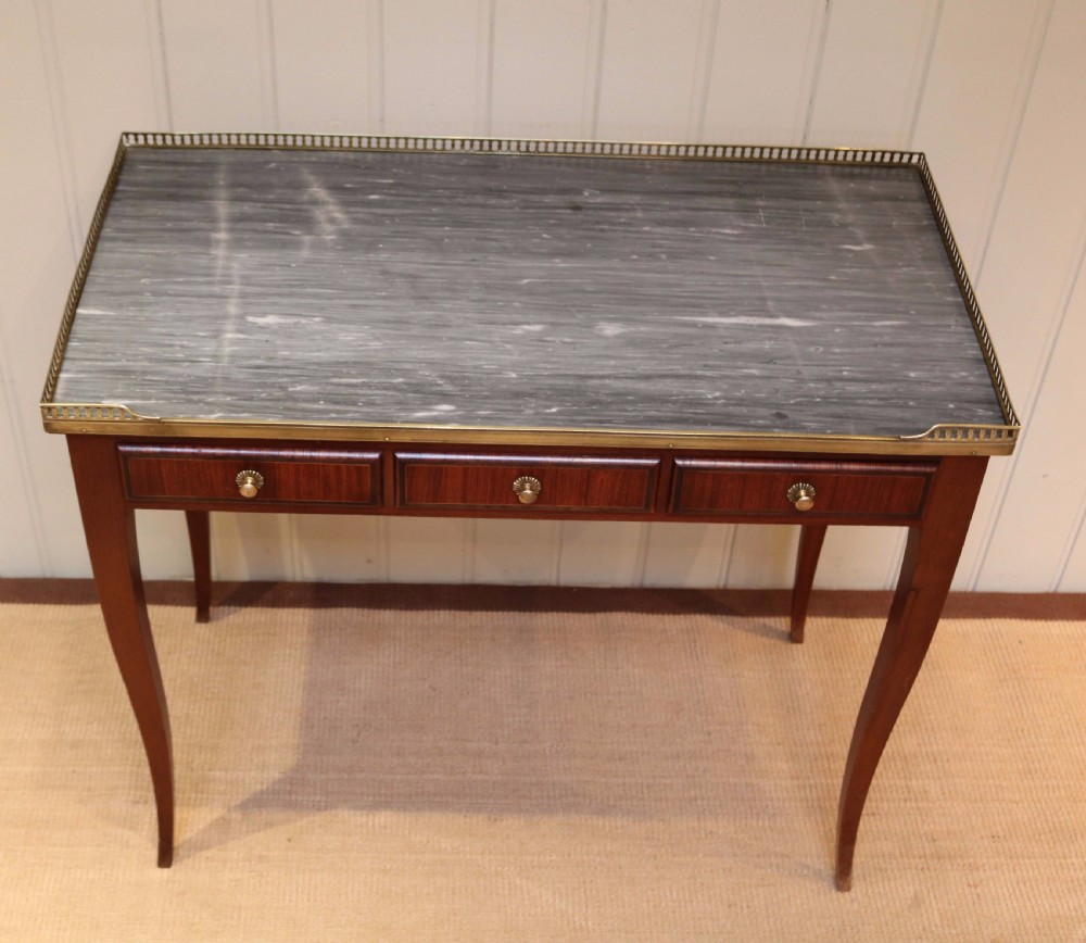 French Mahogany Marble Top Desk View VII