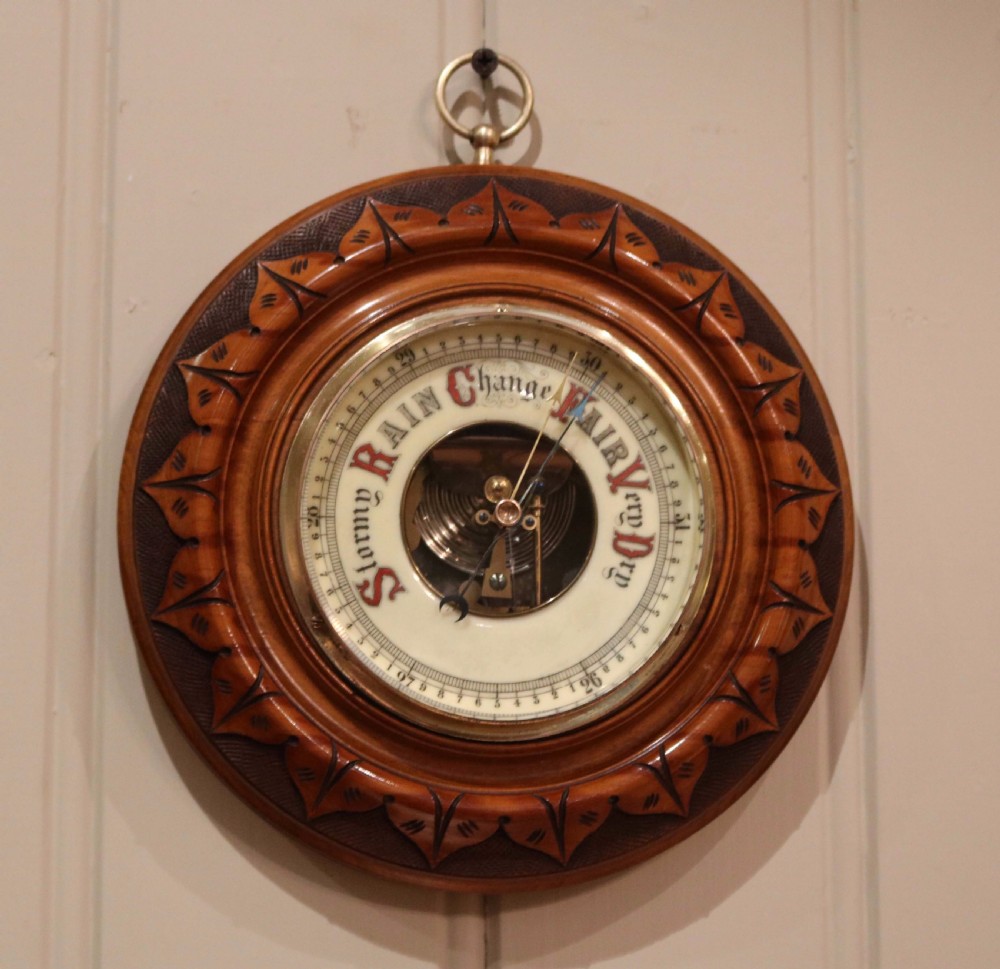 Circular Beechwood Barometer  View II