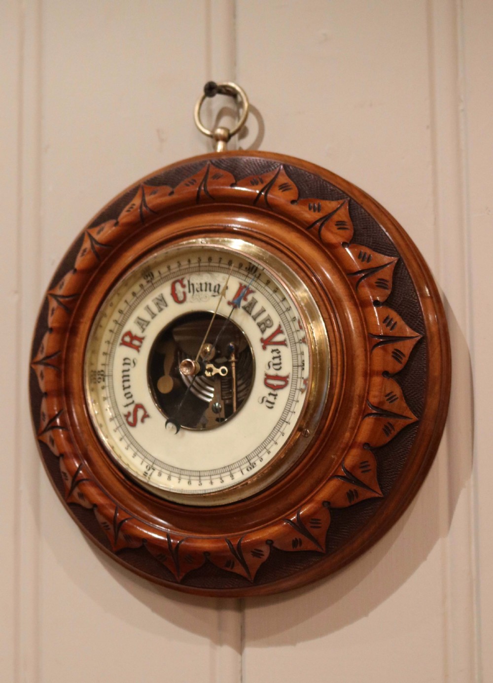 Circular Beechwood Barometer  View III
