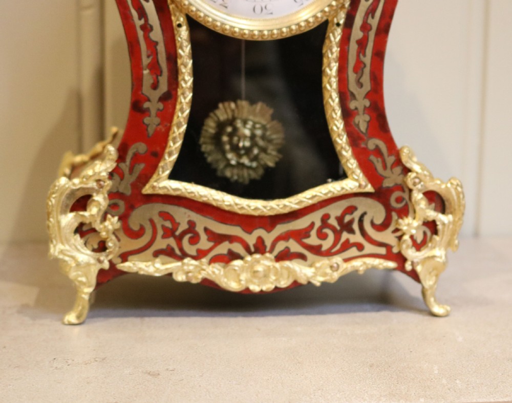French Tortoiseshell and Brass Inlay Boullework Mantel Clock (France, c. 1870) View III