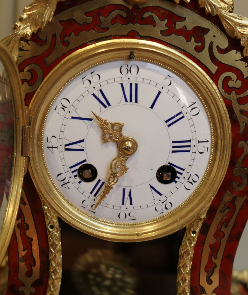 French Tortoiseshell and Brass Inlay Boullework Mantel Clock (France, c. 1870) View V
