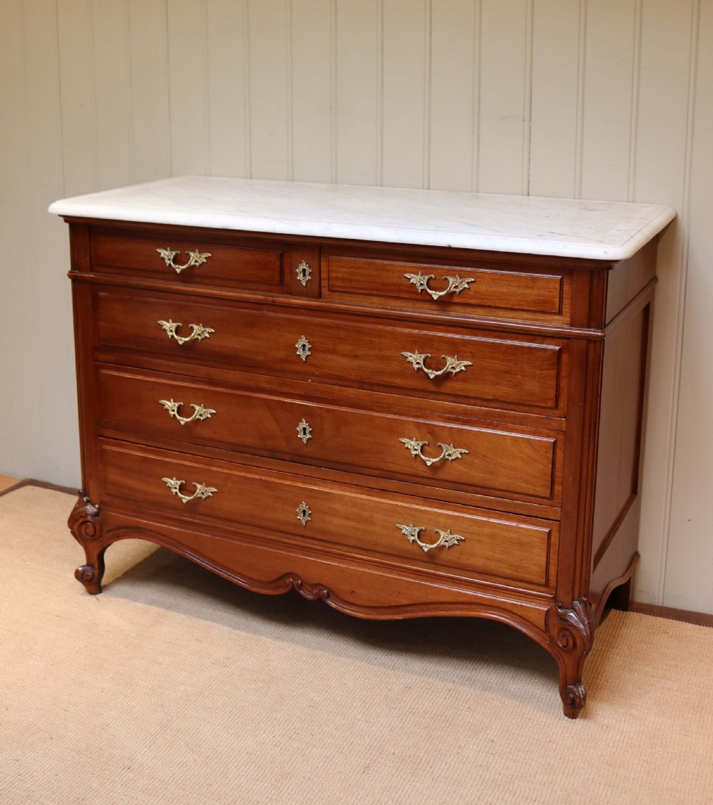 French Mahogany Marble Top Chest View V