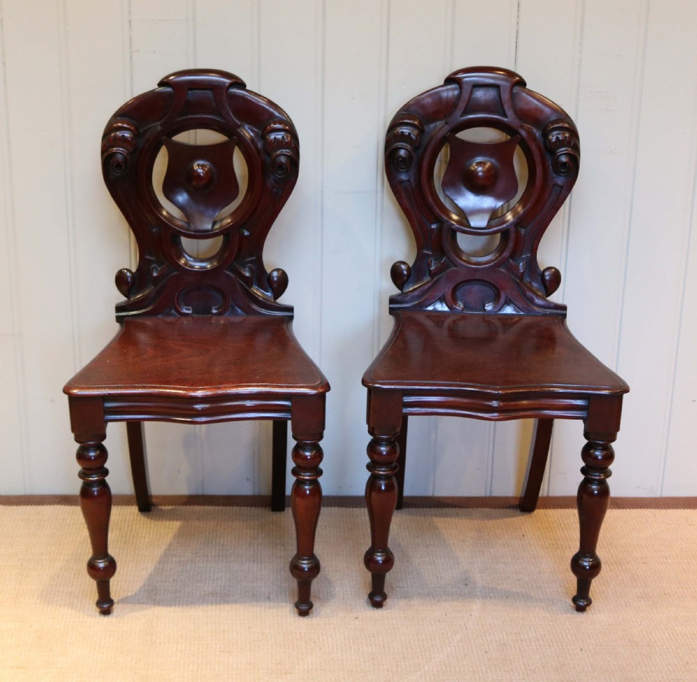 Pair of Mahogany Hall Chairs View II