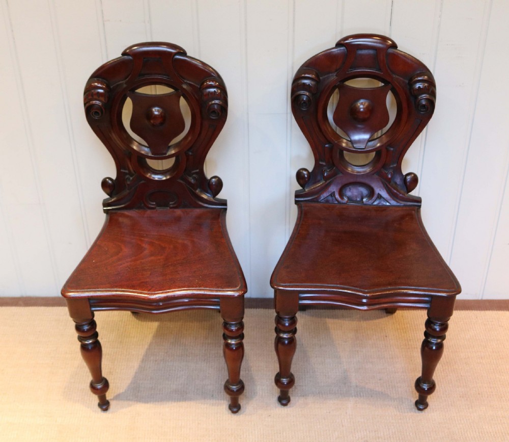 Pair of Mahogany Hall Chairs View V