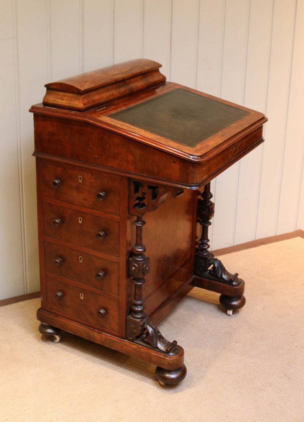 Victorian Burr Walnut Davenport View IV