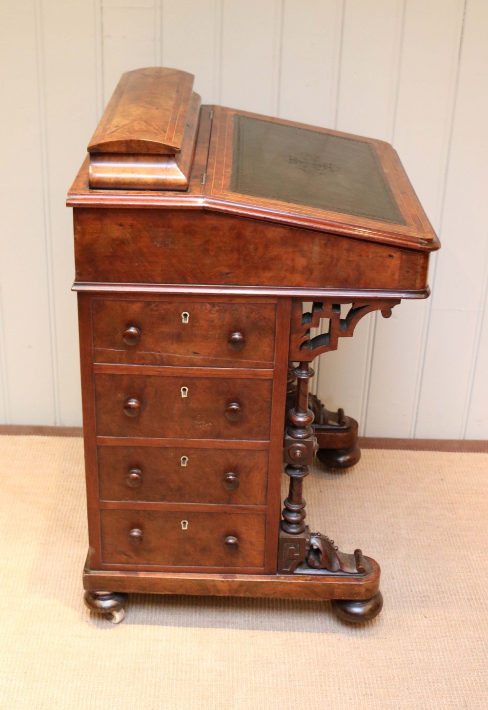 Victorian Burr Walnut Davenport View VI