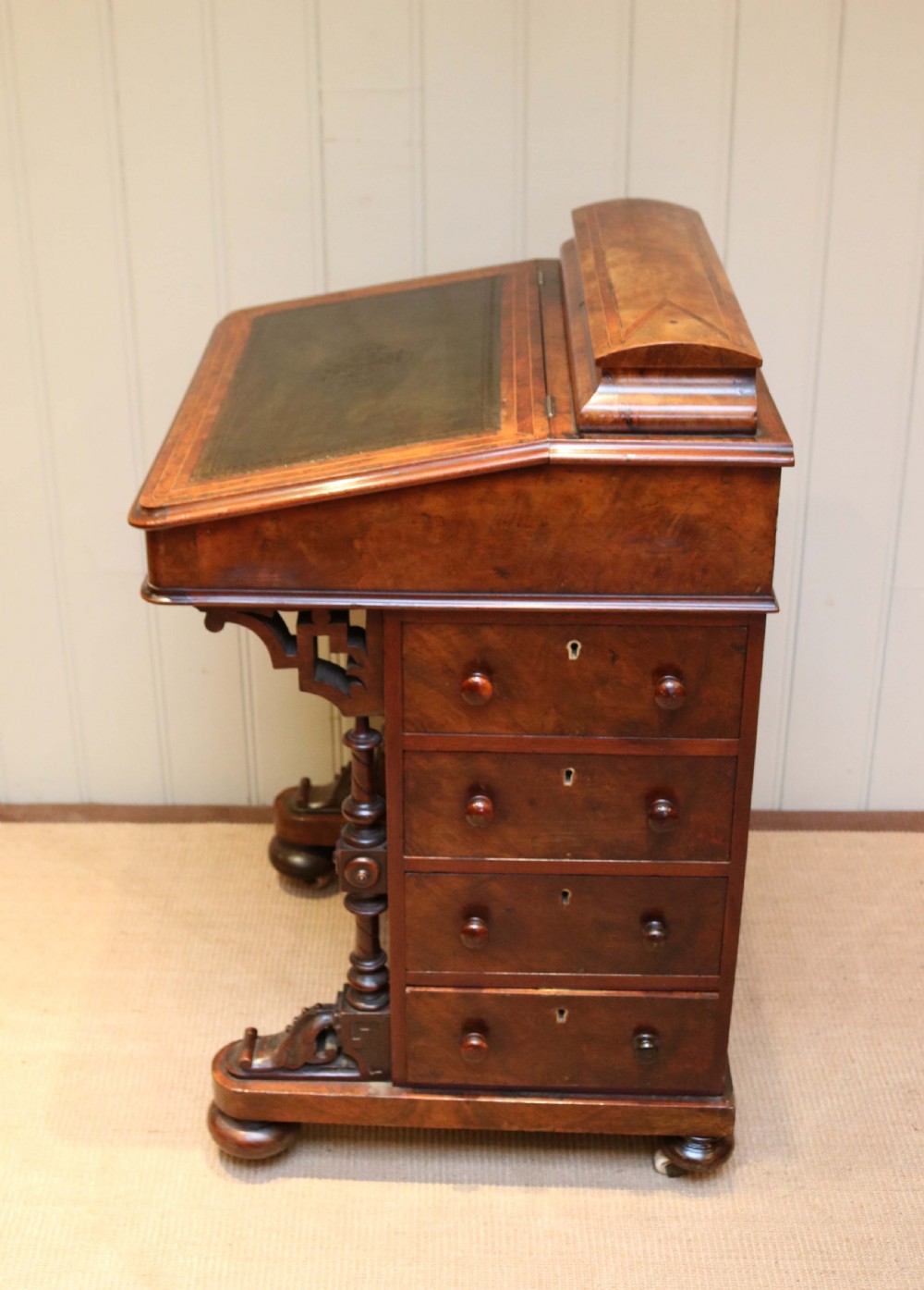 Victorian Burr Walnut Davenport View VII
