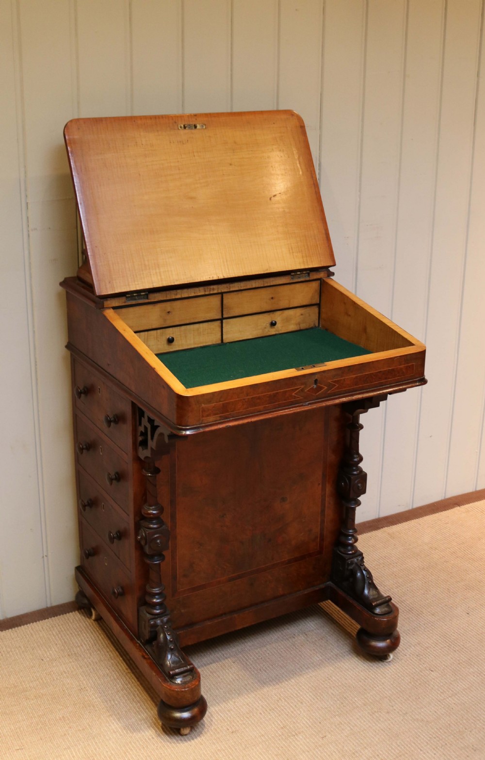 Victorian Burr Walnut Davenport View VIII