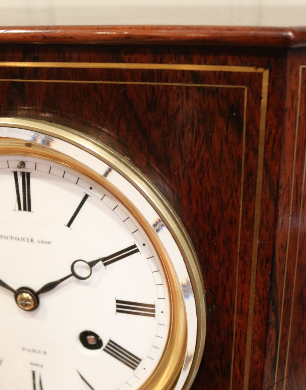 Rosewood and Brass Inlay French Mantel Clock (France, c. 1850) View V