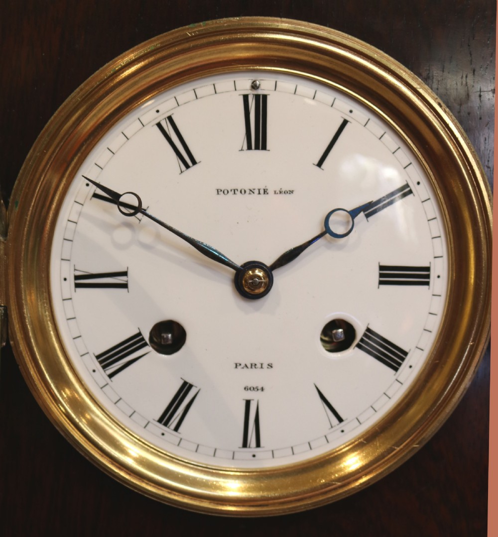 Rosewood and Brass Inlay French Mantel Clock (France, c. 1850) View IX