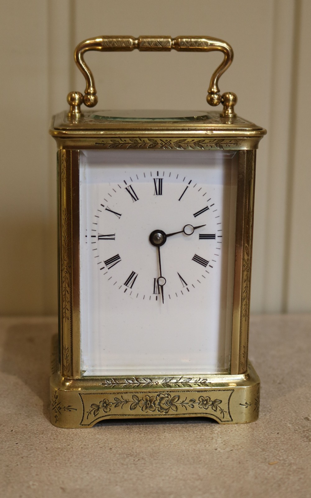 Engraved Brass Carriage Clock (France, c. 1860)