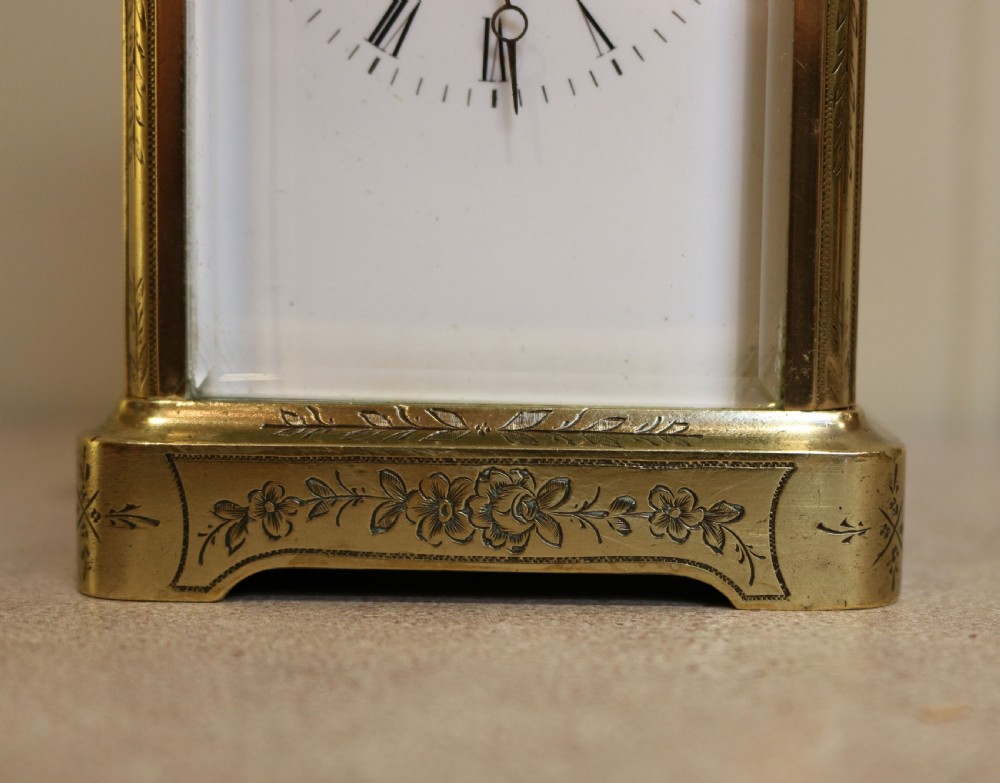 Engraved Brass Carriage Clock (France, c. 1860) View IV