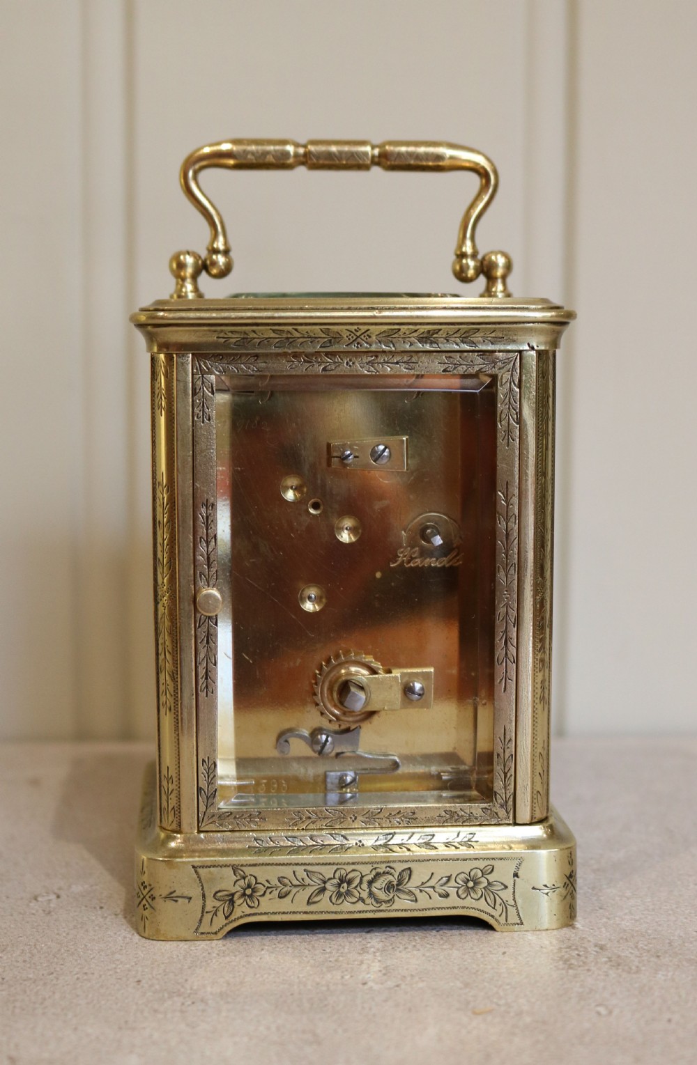 Engraved Brass Carriage Clock (France, c. 1860) View VI