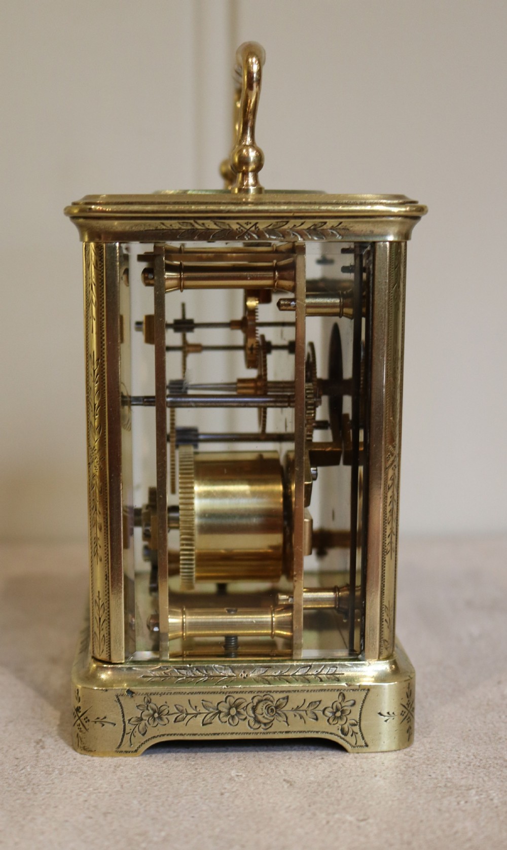 Engraved Brass Carriage Clock (France, c. 1860) View VIII