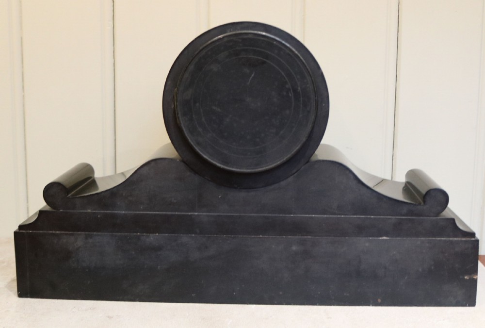 Victorian Visible Escapement Black Slate Mantel Clock (France, c. 1870) View VIII