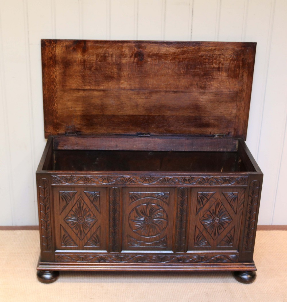 Solid Oak Carved Coffer  View VI
