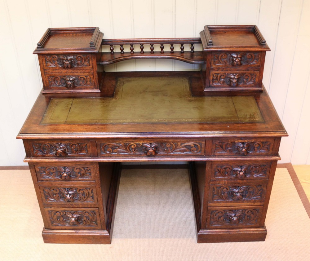 Large Carved Oak Desk View III