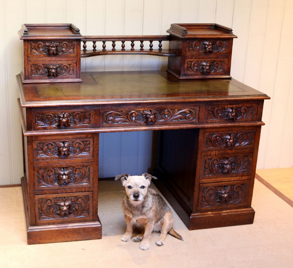 Large Carved Oak Desk View IV