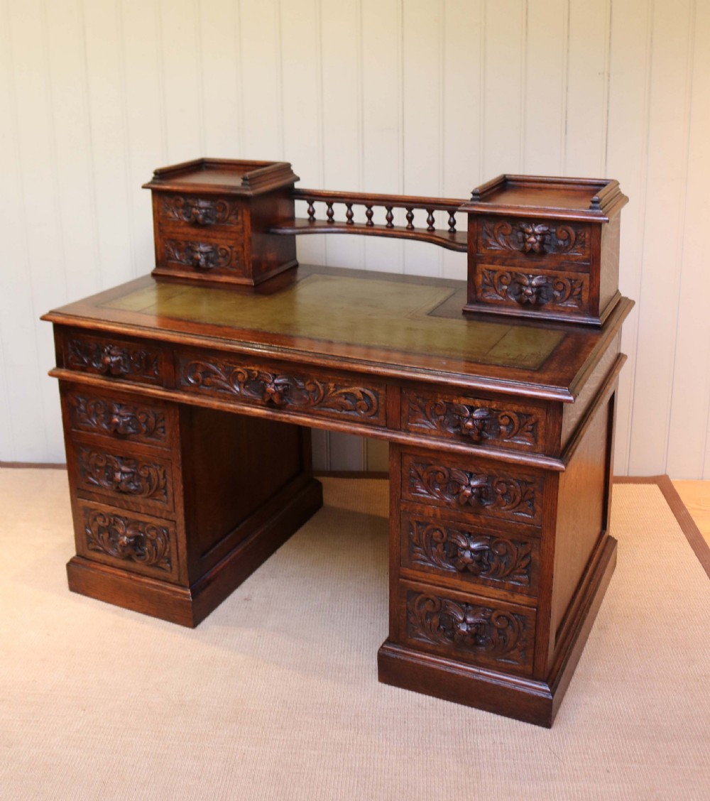 Large Carved Oak Desk View VIII