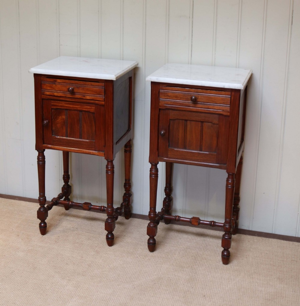 Pair Of French Rosewood Marble Top Bedside Cabinets  View III
