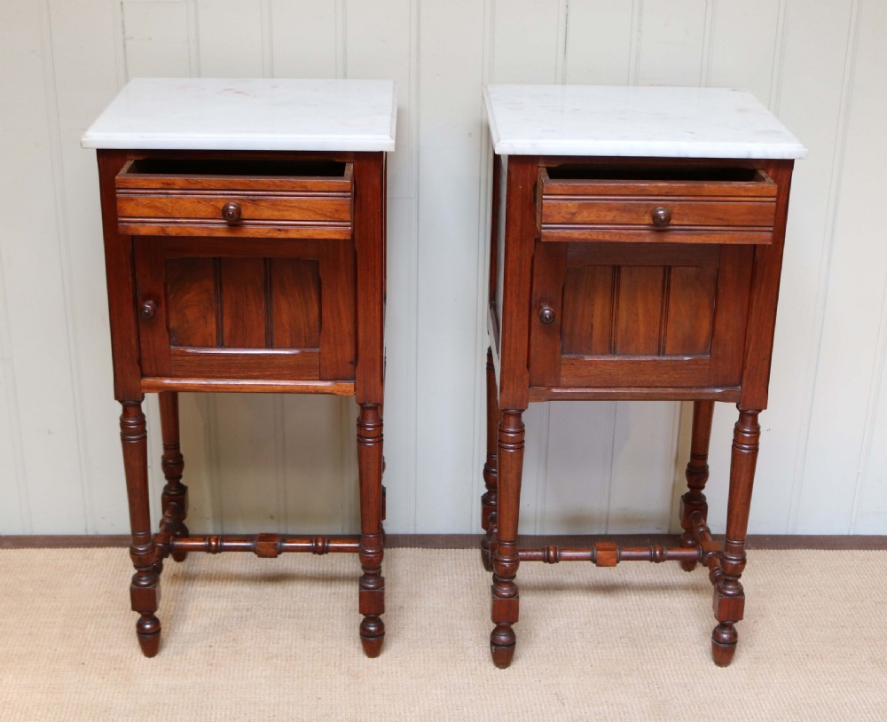 Pair Of French Rosewood Marble Top Bedside Cabinets  View VII