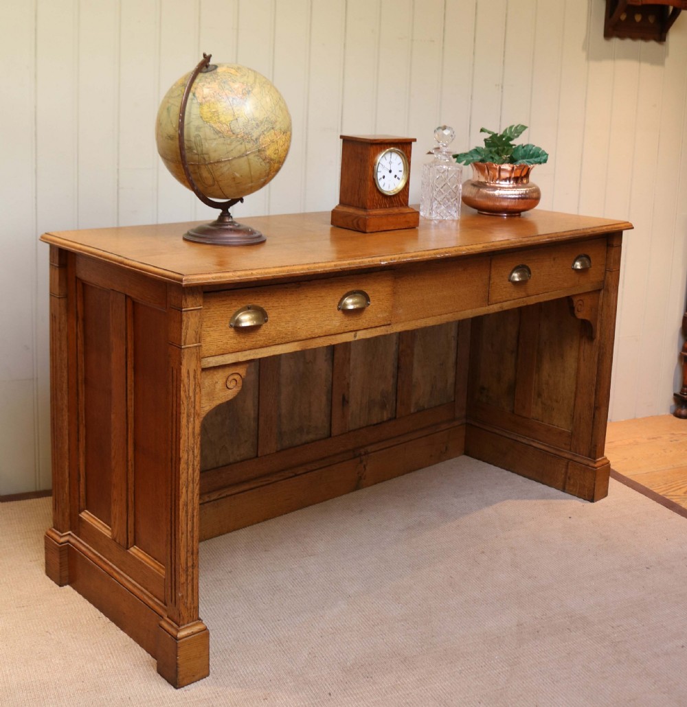 Substantial Edwardian Oak Console Table View IV