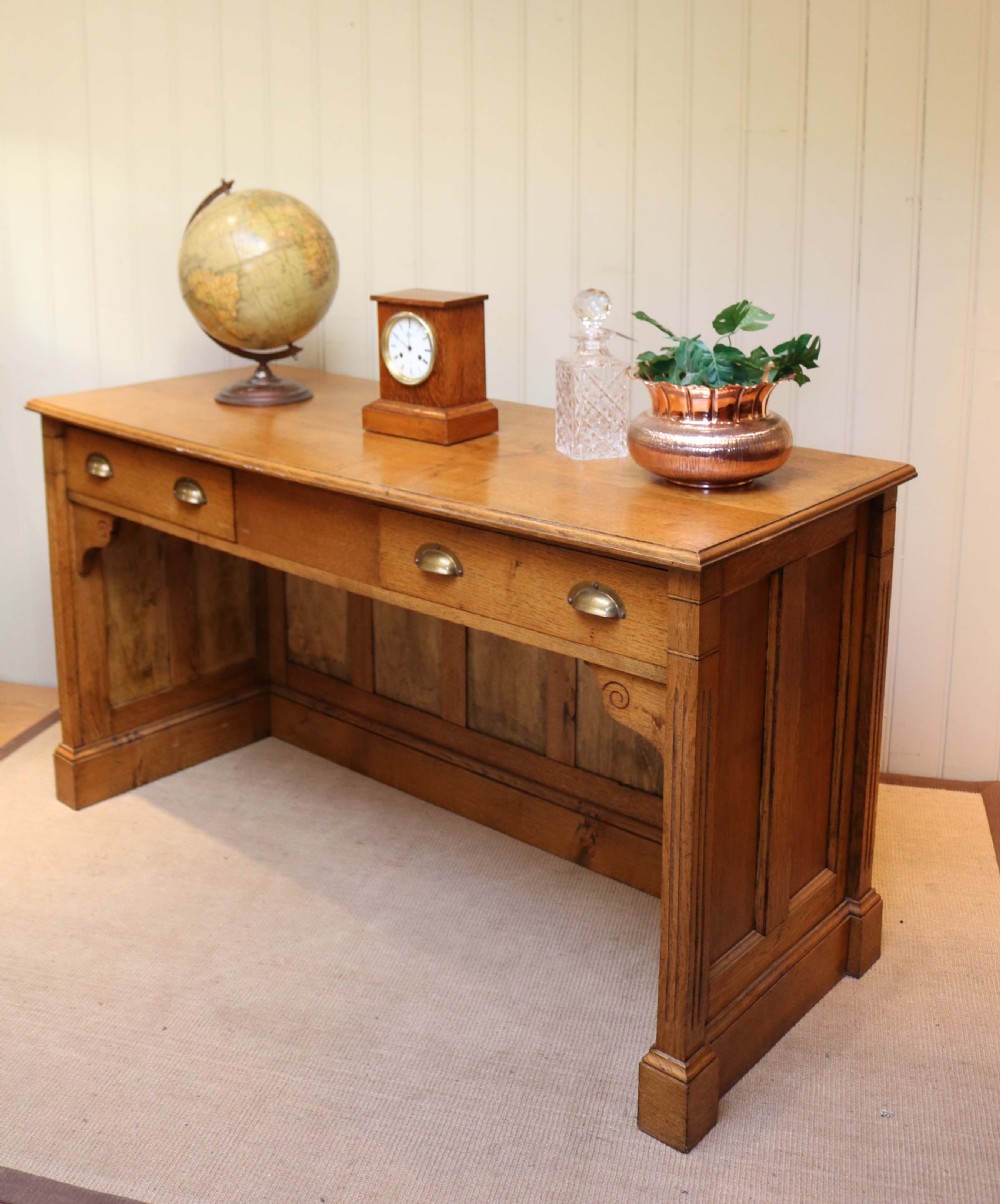 Substantial Edwardian Oak Console Table View V