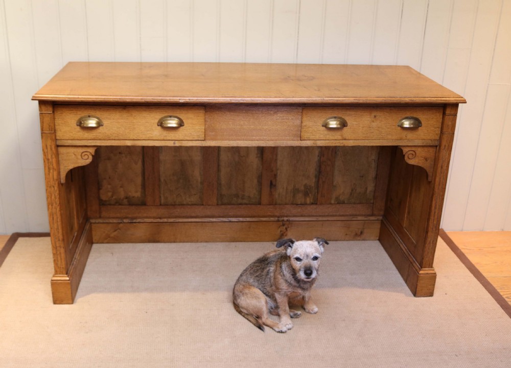 Substantial Edwardian Oak Console Table View VI