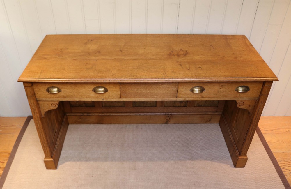 Substantial Edwardian Oak Console Table View VII