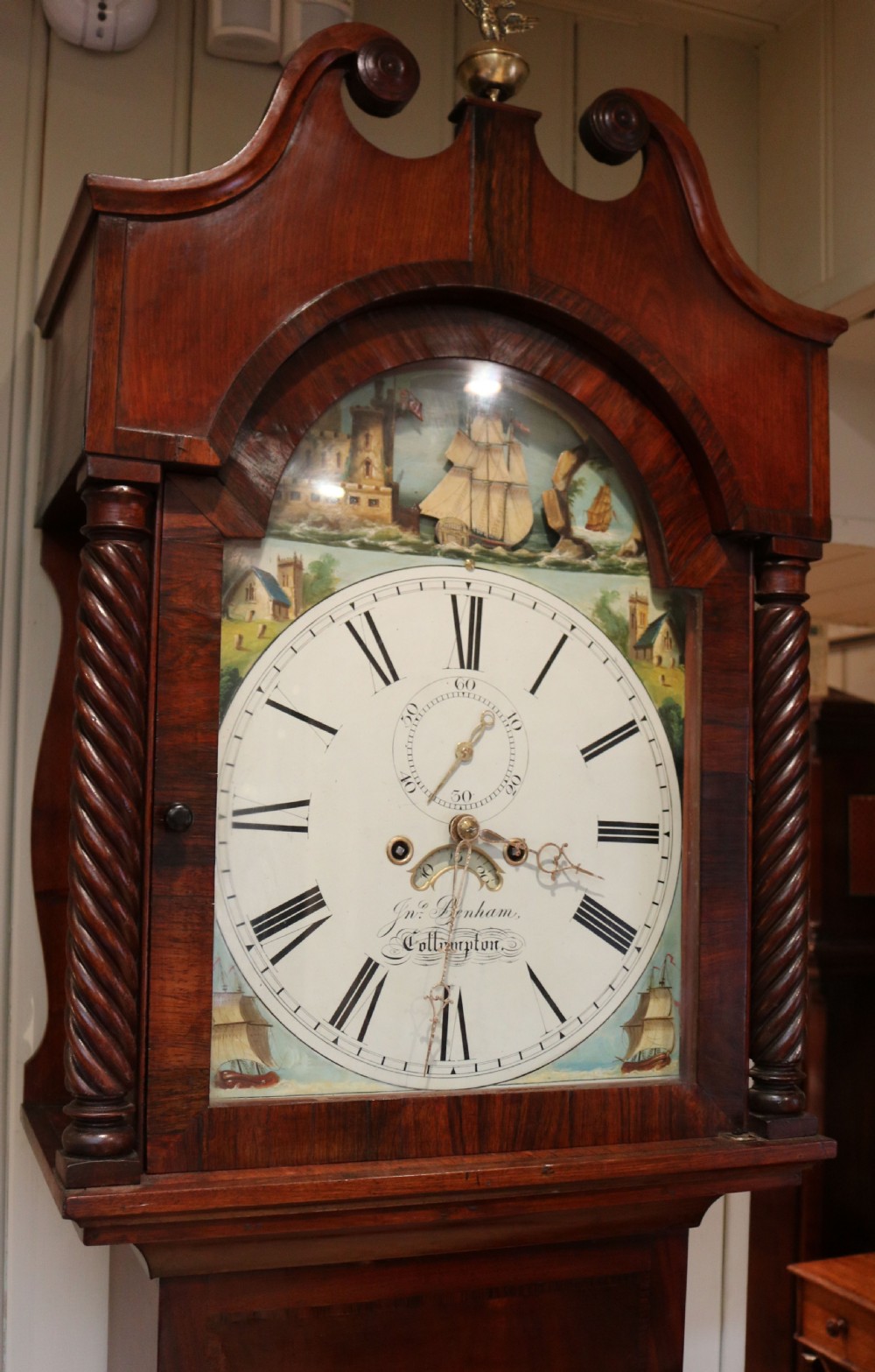 Mahogany Longcase Clock With Rocking Ship (England, 1830) View IV