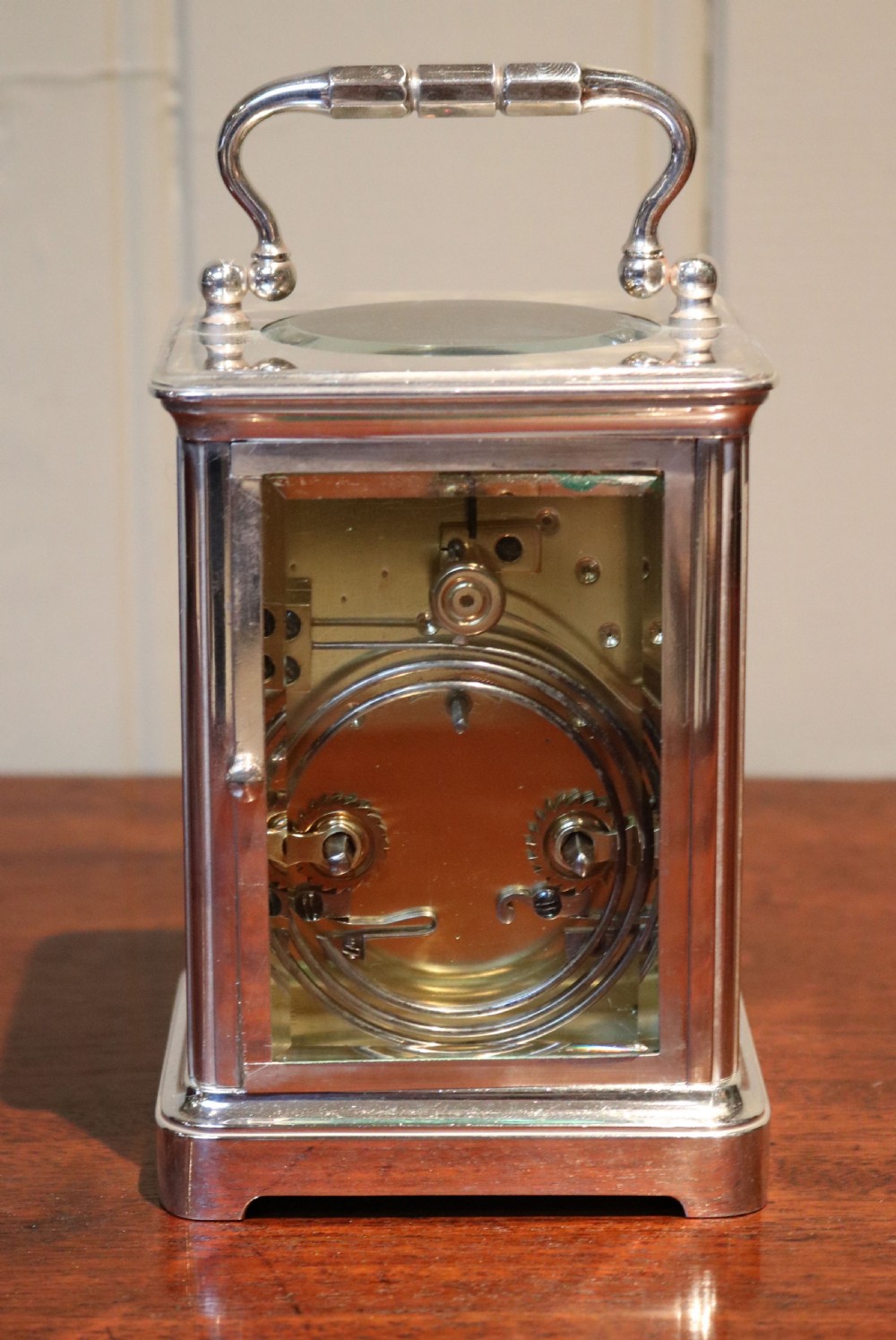 Large Silver Plated Striking Carriage clock (France, c. 1900) View V
