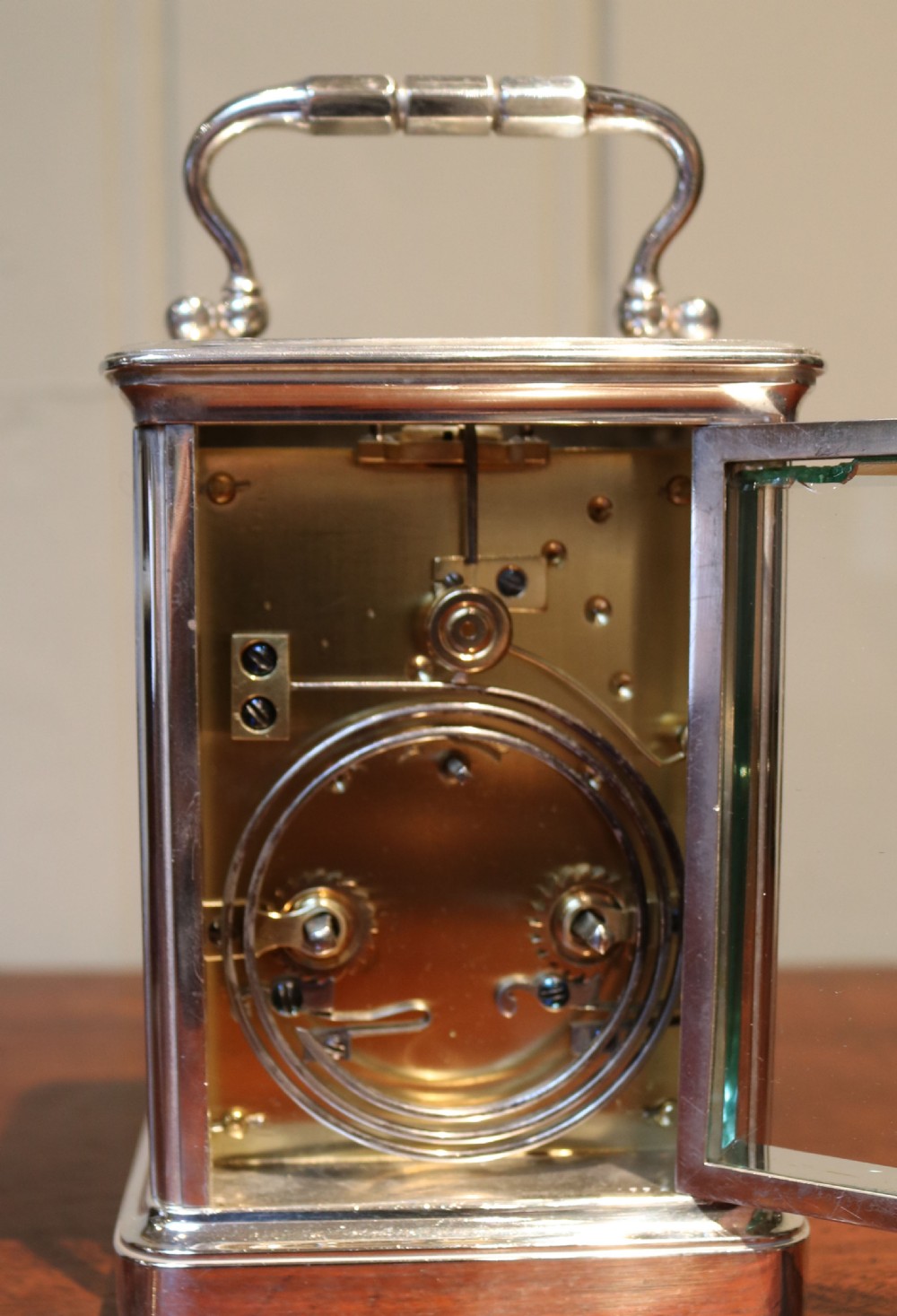 Large Silver Plated Striking Carriage clock (France, c. 1900) View VI