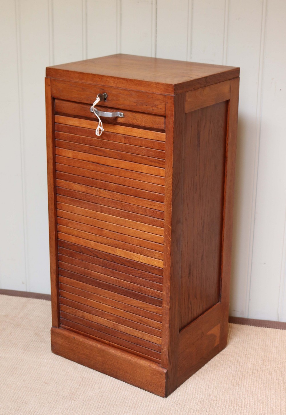 French Oak Single Tambour Front Filing Cabinet View IV