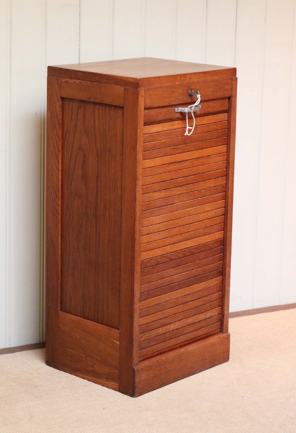 French Oak Single Tambour Front Filing Cabinet View VI