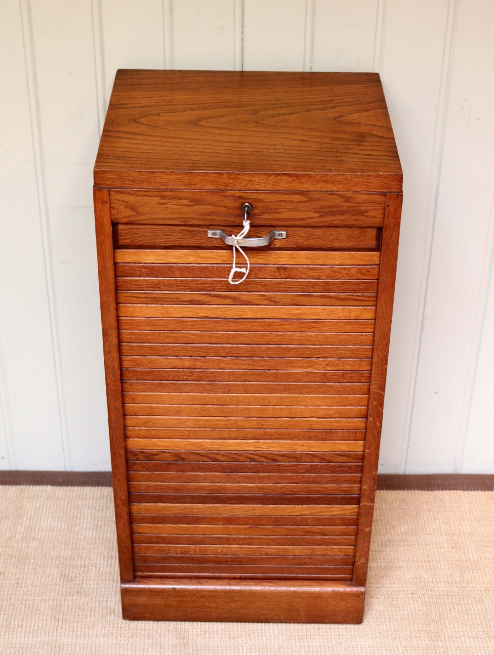 French Oak Single Tambour Front Filing Cabinet View VII