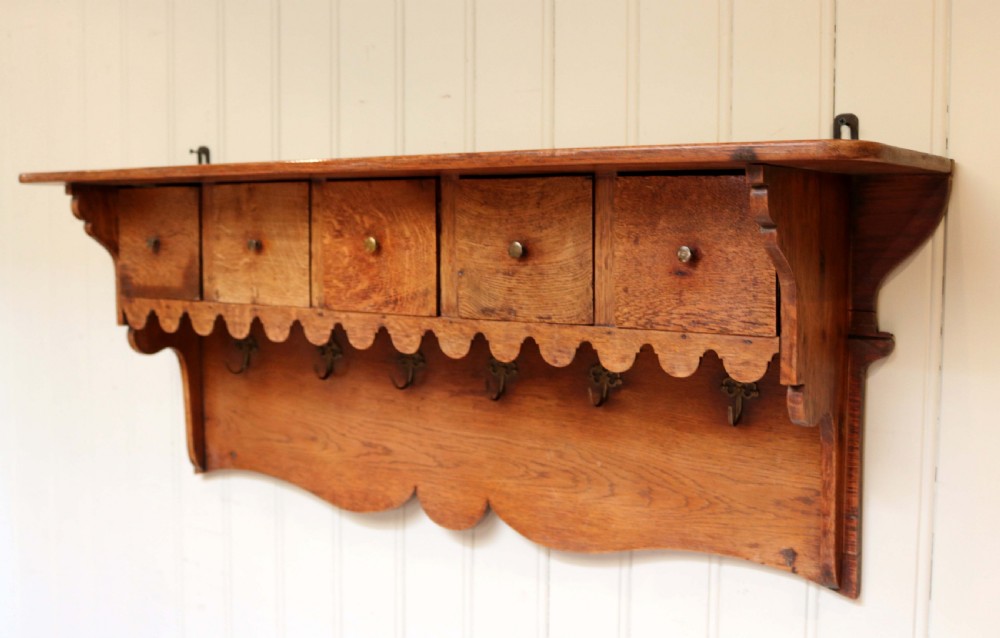 French Oak Wall Shelf With Drawers View VII