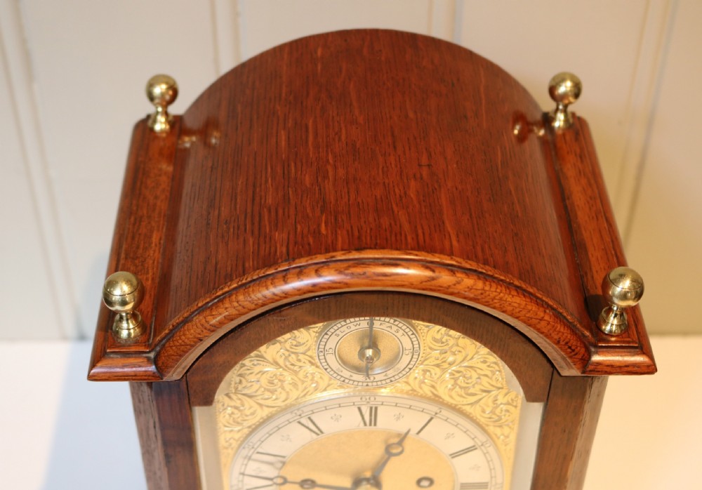 Small English Oak Bracket Clock (England, c. 1890) View IV