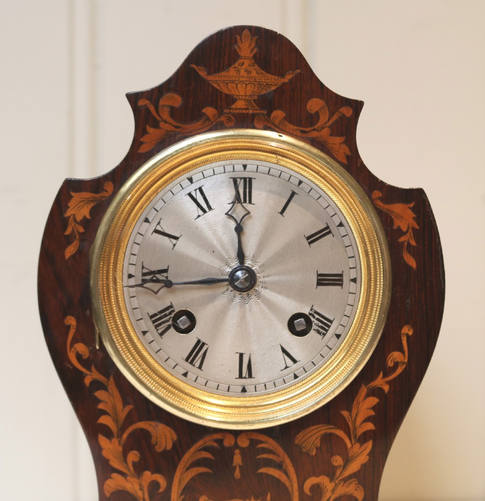 Small Rosewood and Marquetry Mantel Clock (France, c. 1840) View III