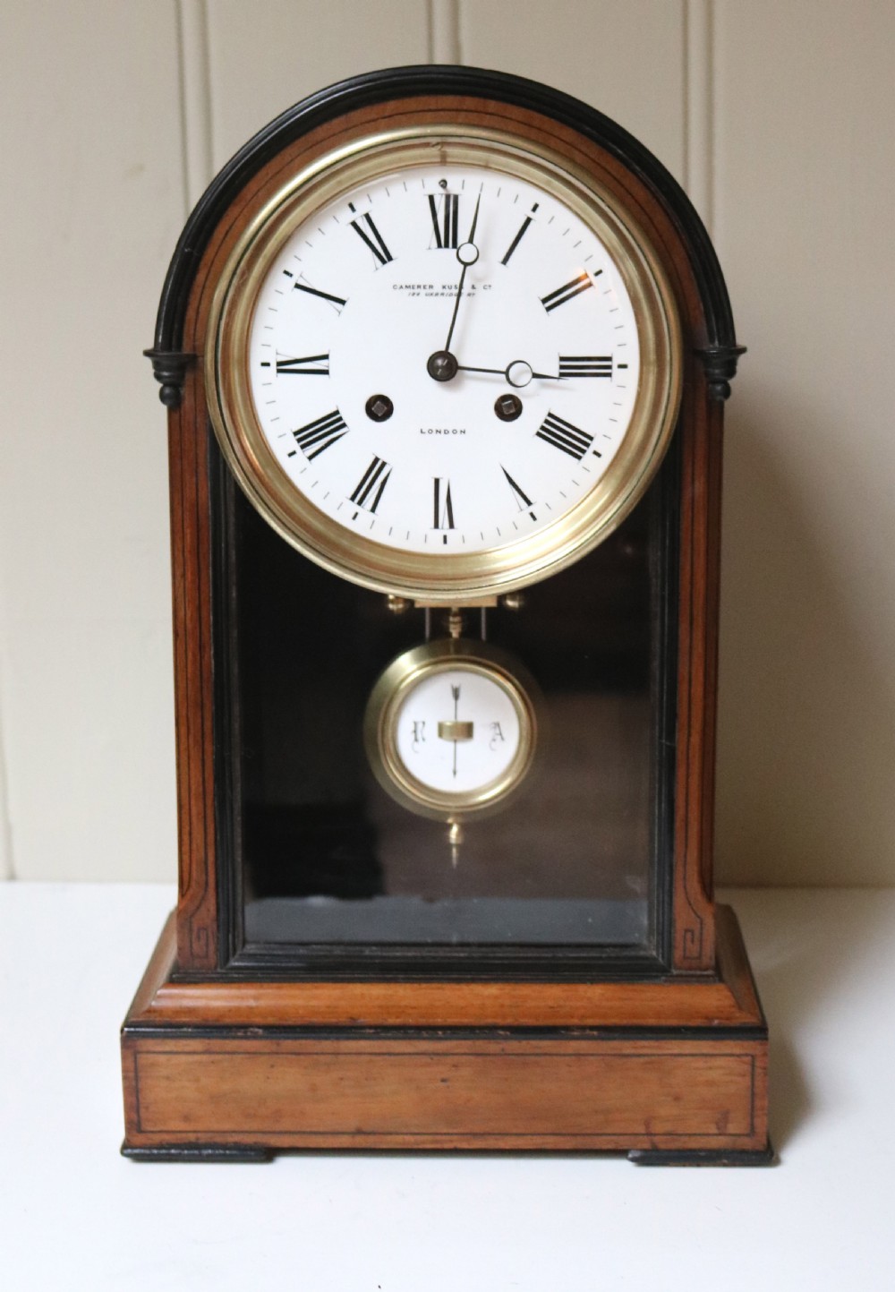 Walnut Table Regulator Mantel Clock (France, c. 1870)