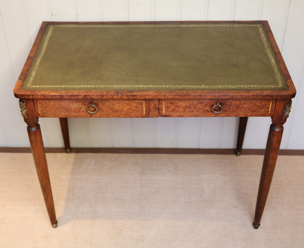 Burr Maple Leather Top Writing Desk View II