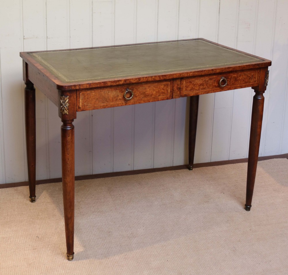 Burr Maple Leather Top Writing Desk View III