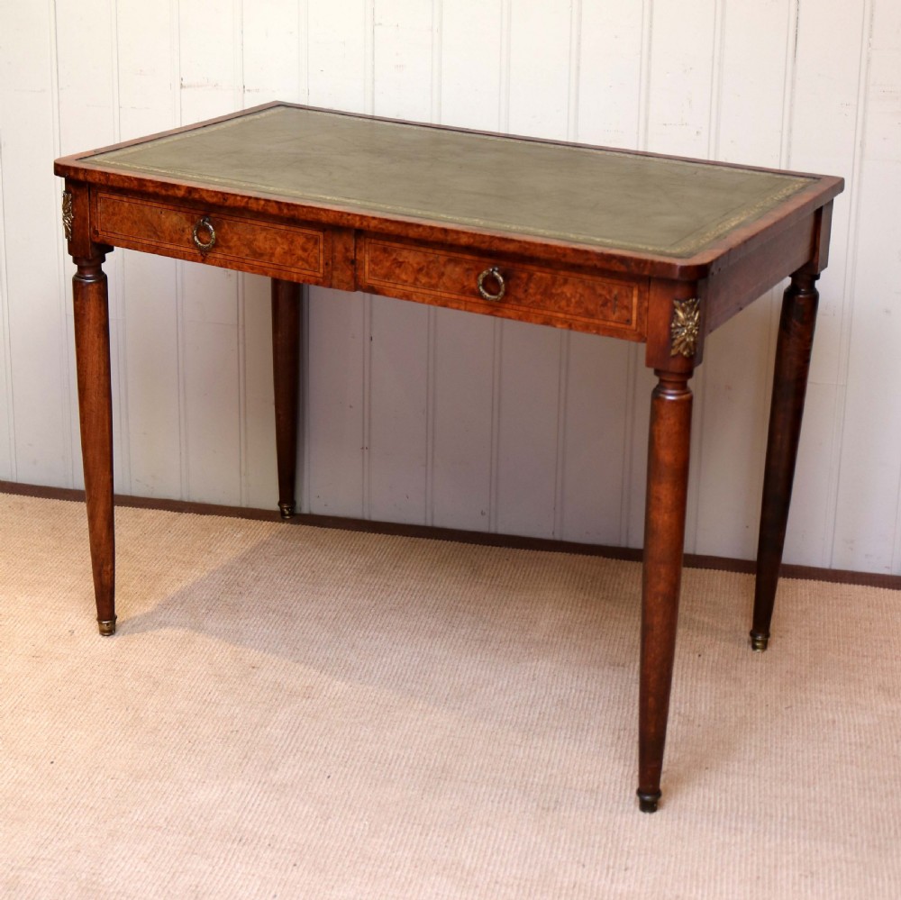 Burr Maple Leather Top Writing Desk View IV