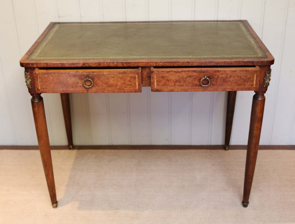 Burr Maple Leather Top Writing Desk View VI