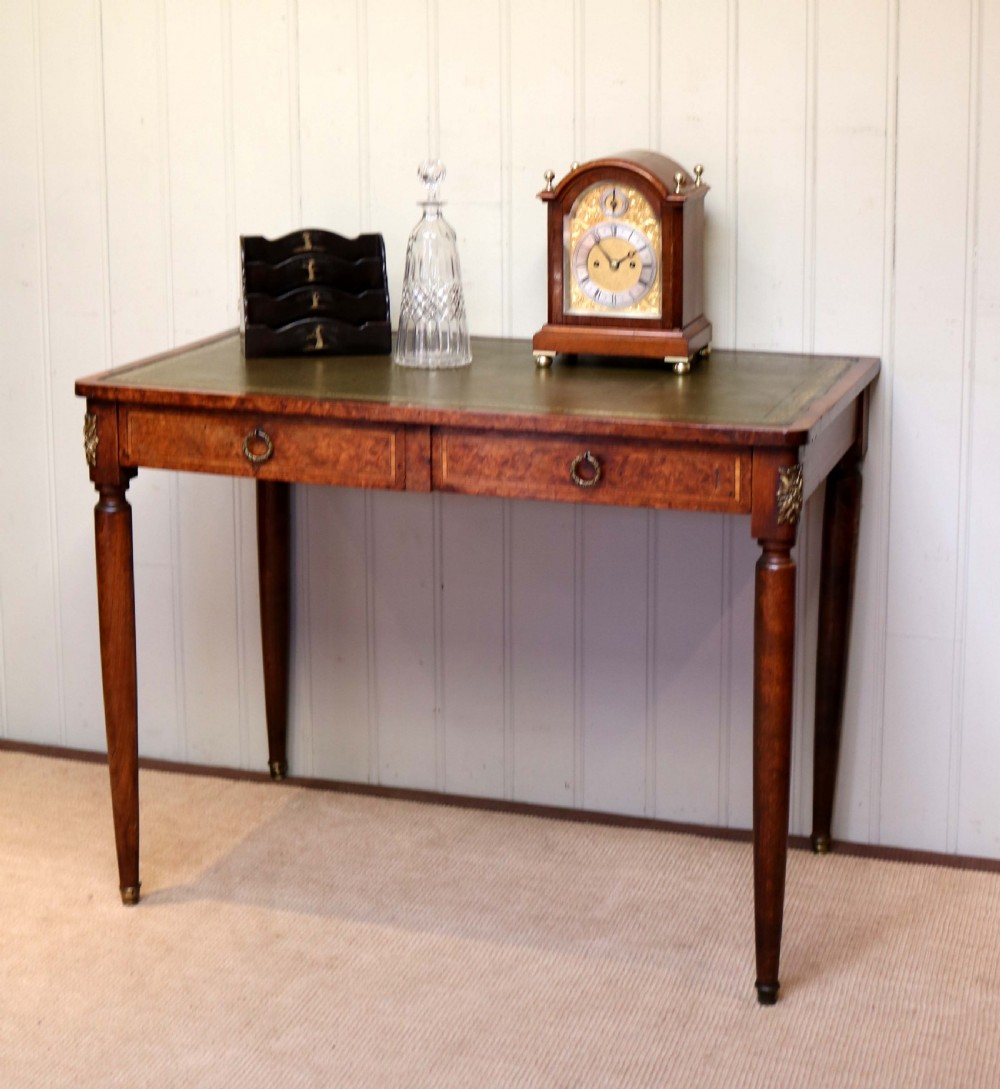 Burr Maple Leather Top Writing Desk View VII