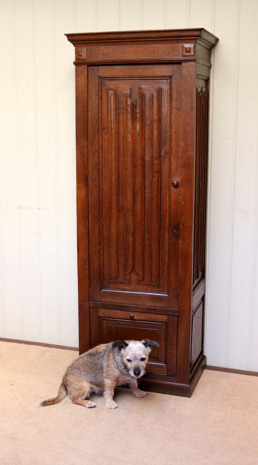 French Linenfold Hall Cupboard  View VIII